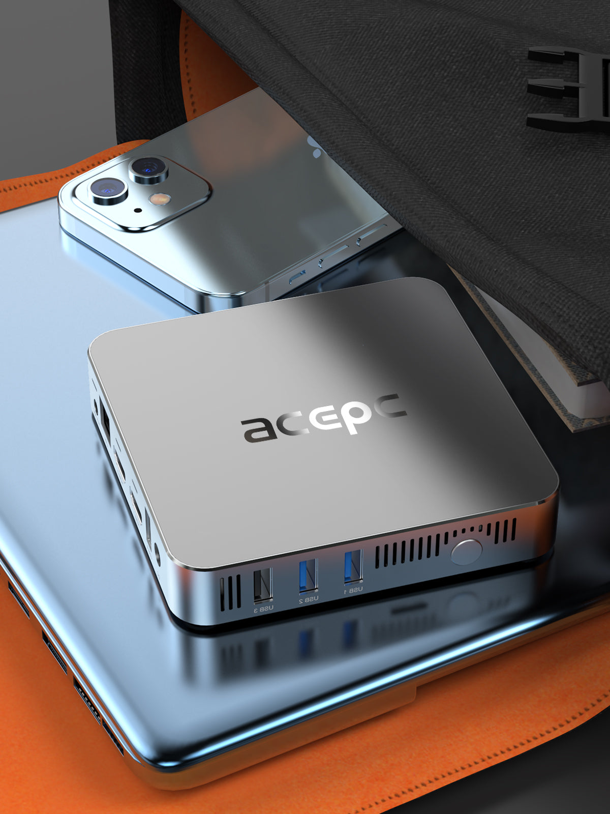PicoBox Lite Mini PC intel N5105 on a backpack